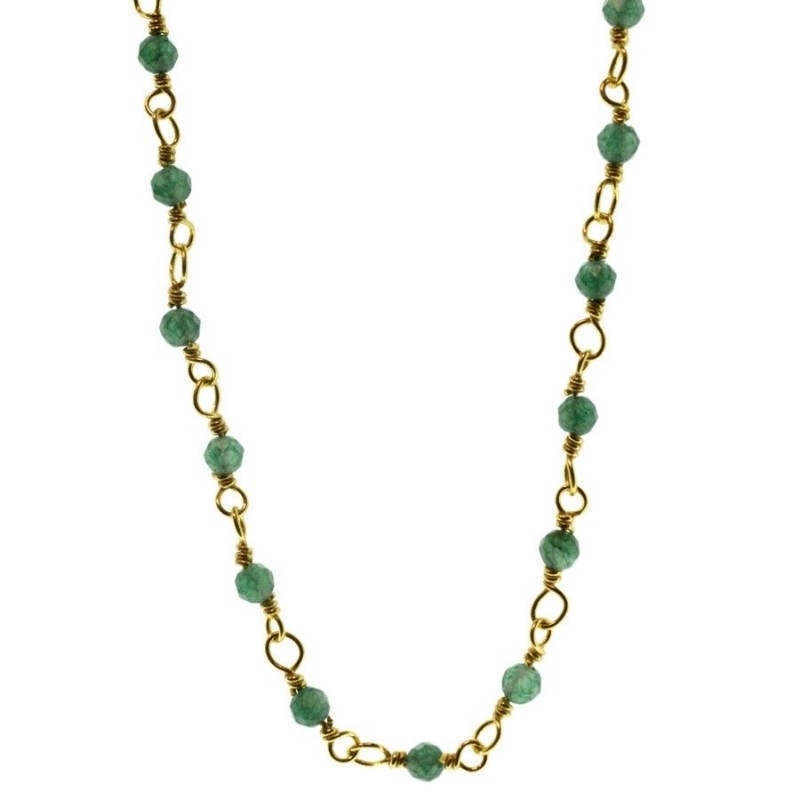 Collier ras-du-cou en jade vert et chaîne en argent sterling 925 plaqué or 18 carats – it’s MIEL