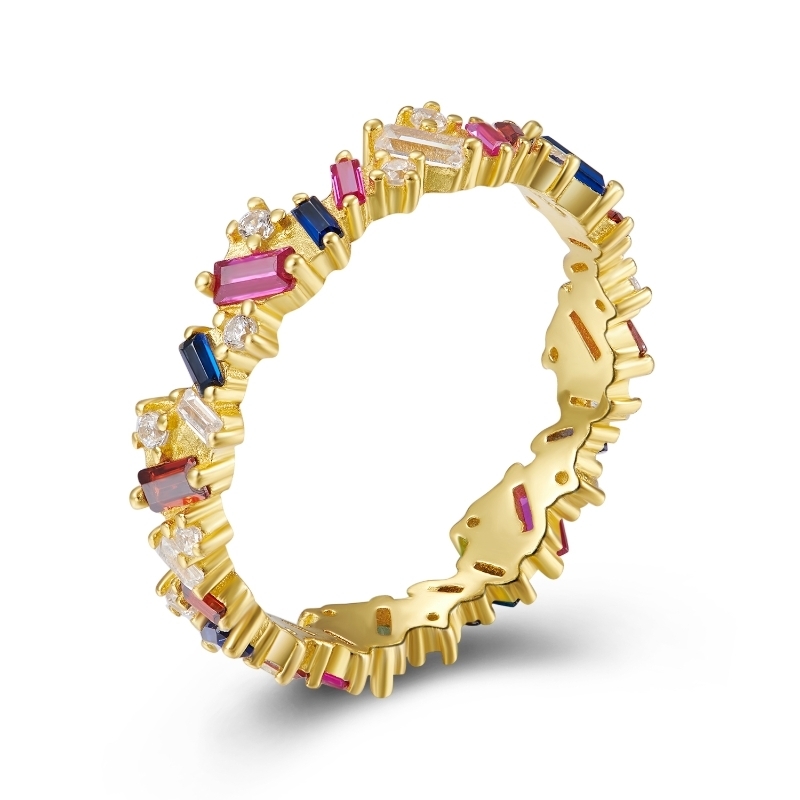 SOFIA GOLD ring in sterling silver 925 with 18k gold plating and multicolor zirconia