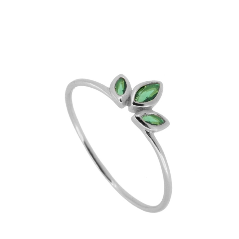Treboli green ring with green zirconia stones in 925 sterling silver