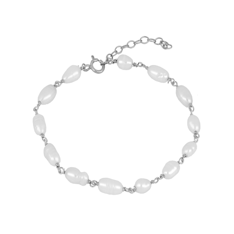 Bracelet PEROLINA II ARGENT en perles naturelles avec fermoir en argent 925