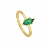 Anillo HOPIE de plata 925 con baño de oro y circonita verde en corte marquesa