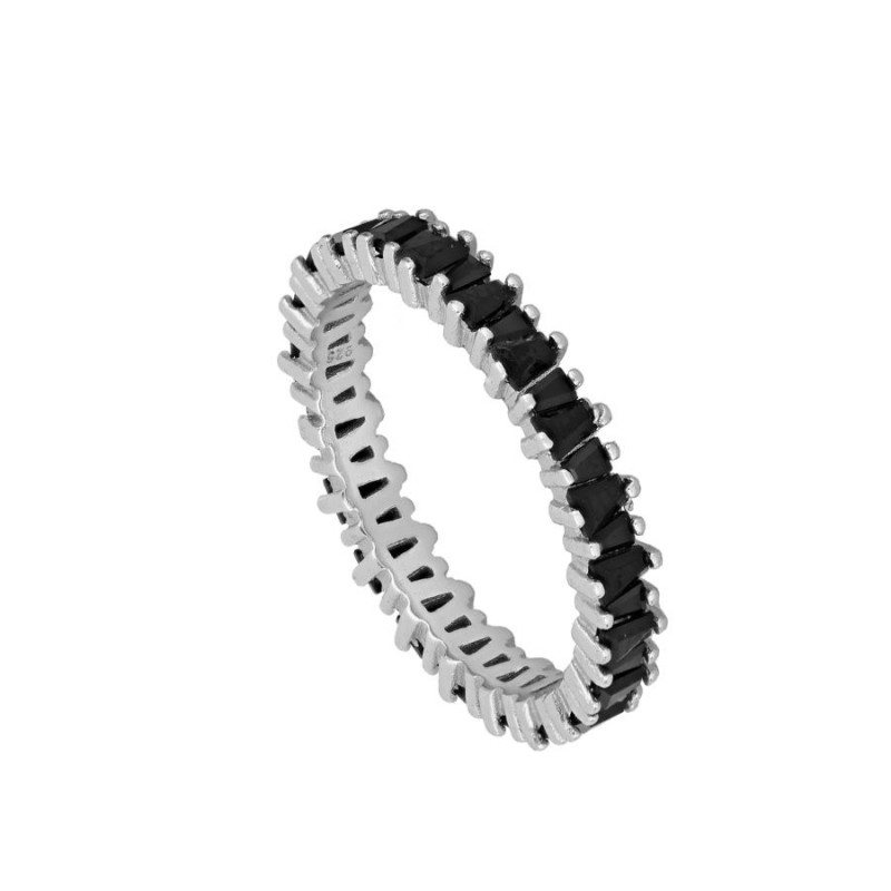 Anillo BRIANA NEGRO PLATA de plata 925 con circonitas negras