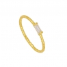 Anillo RONG de plata de ley 925 con baño de oro 18k y circonita blanca baguette 5x2 mm