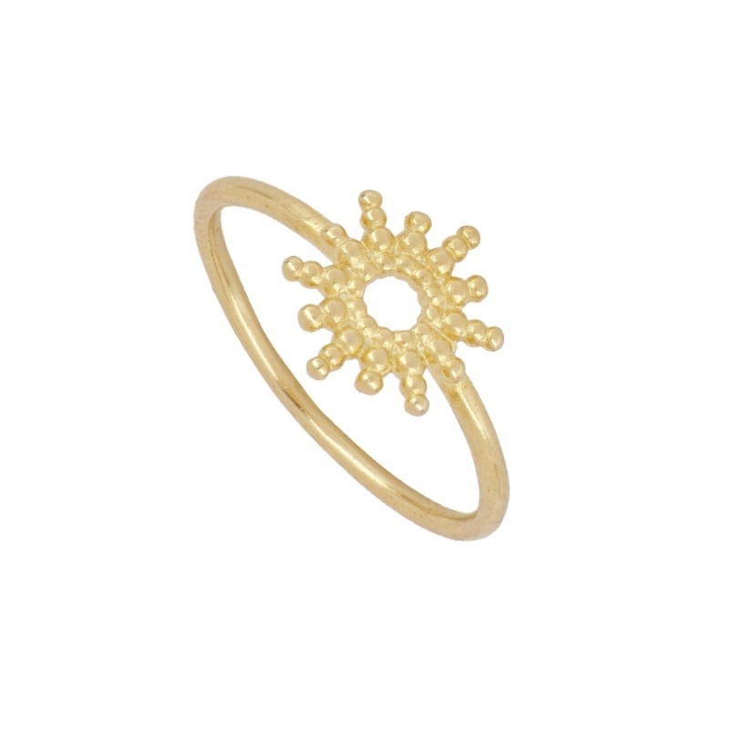 Anillo Solin bañado en oro 18k con diseño de sol minimalista