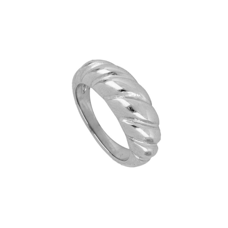 KENNY stainless steel 316L silver ring with twisted design, water resistant