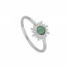 Anillo Soleinas de plata de ley 925 con diseño de sol y piedra ópalo verde