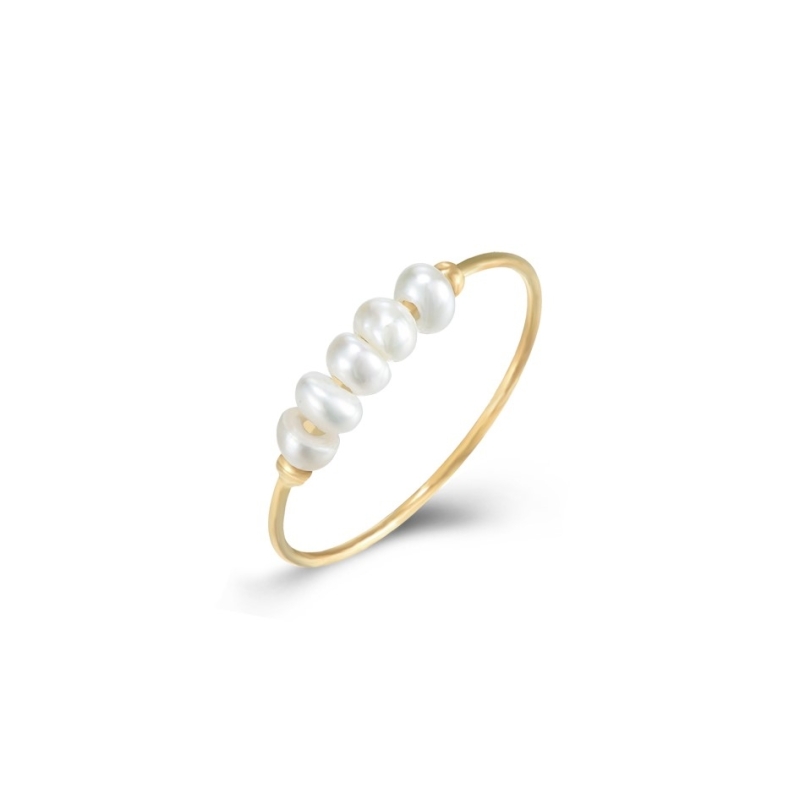 Bague avec perles en acier inoxydable doré – SERI OR – it’s MIEL