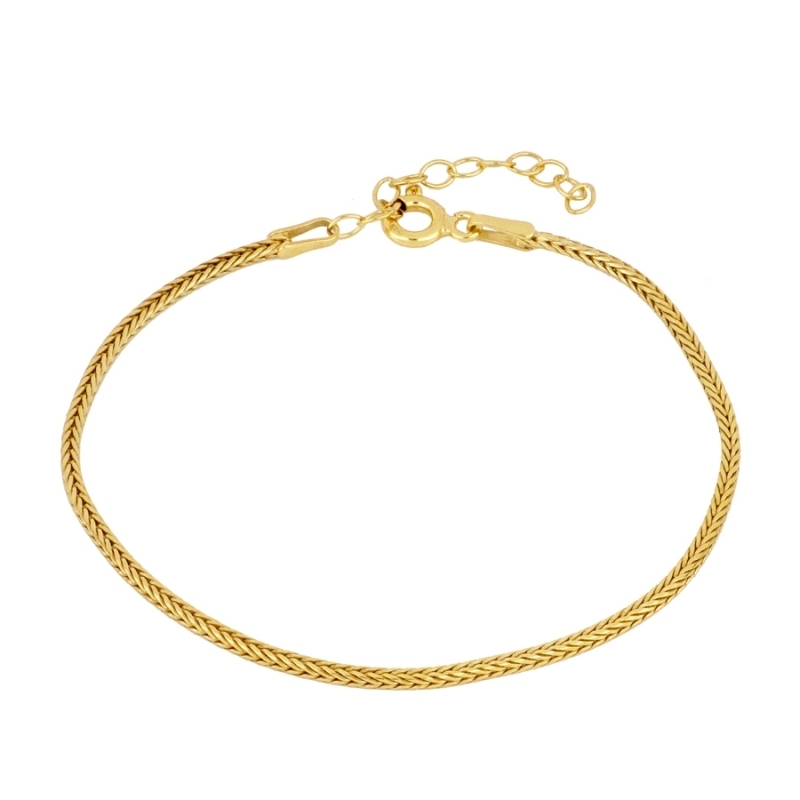 ESPI bracelet gold plated 18k with herringbone braid design adjustable 15-18 cm