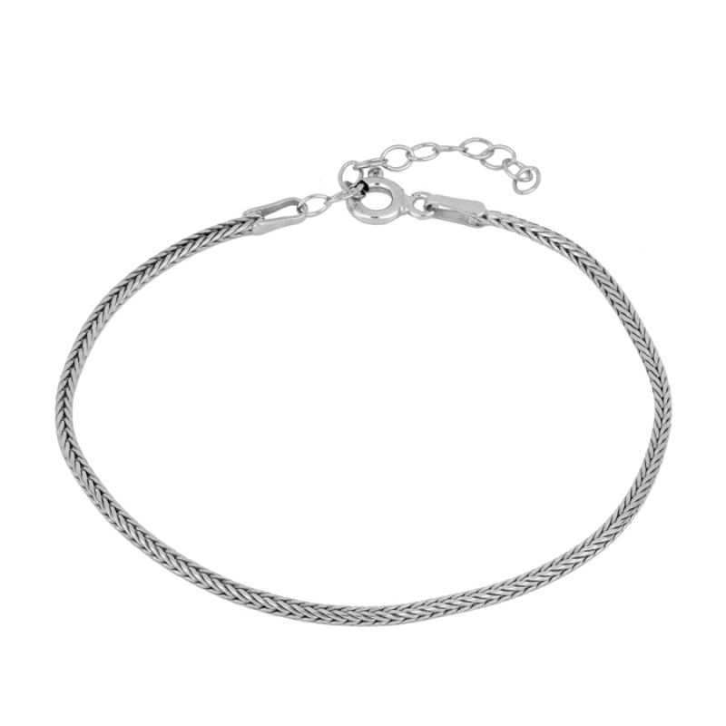Bracelet ESPI en argent sterling 925 avec design tresse épi ajustable 15-18 cm