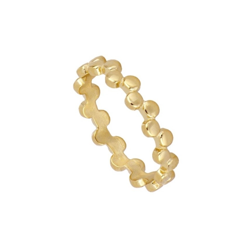 PAU GOLD 925 sterling silver ring plated in 18k gold with beaded design