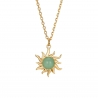 Collier en argent 925 plaqué or 18k avec pendentif soleil et pierre verte – it’s MIEL