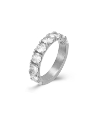Anillo CAROLINA ACERO de acero inoxidable con circonitas blancas resistente al agua