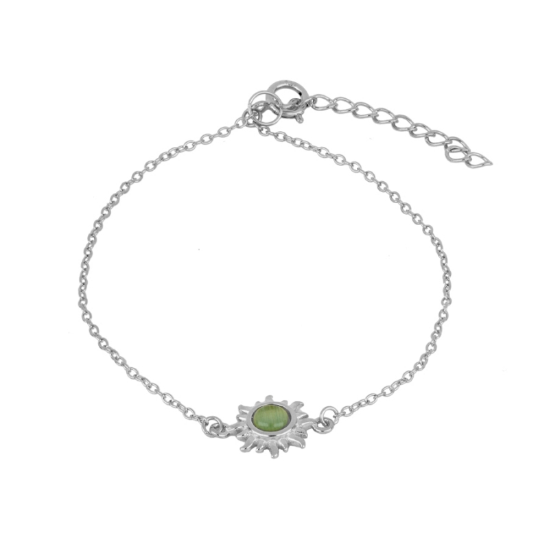 Bracelet SOLINAS VERT en argent 925 avec motif soleil et opale verte – it’s MIEL