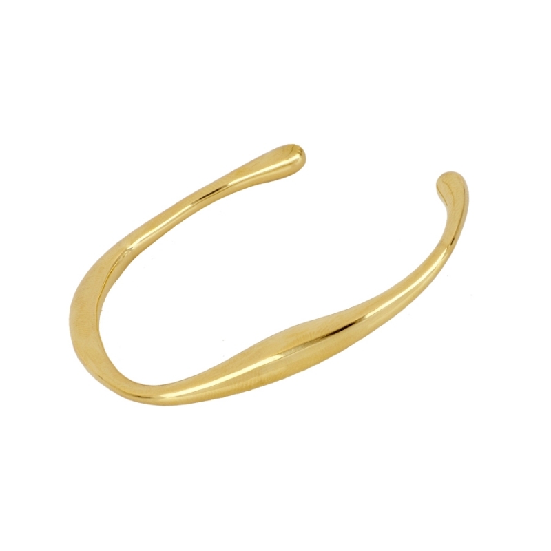 GEISHA rigid gold-plated stainless steel bracelet with minimalist irregular design