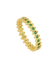 Anillo NILU oro en plata de ley 925 con baño de oro 18k y circonitas verdes
