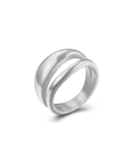 Bague ZERO en acier inoxydable 316L résistante à l’eau hypoallergénique design épais argenté
