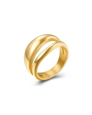 Zero stainless steel ring with 18k gold plating chunky volumetric design
