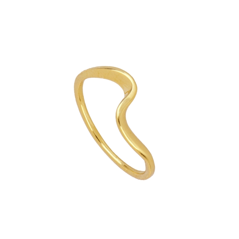 Anillo Ola Mini de plata de ley 925 con baño de oro diseño fino en forma de ola