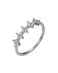 CAMELIA silver ring in 925 sterling silver with white zirconia floral design
