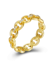 CADINA GOLD ring in 925 sterling silver with 18k gold plating and white zirconia chain design