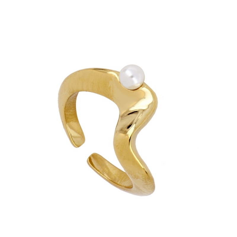 Anillo ARIELA ORO en acero inoxidable 316L con baño de oro y perla natural resistente al agua