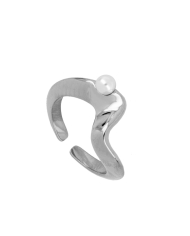 ARIELA STEEL ring in 316L stainless steel with natural pearl water resistant