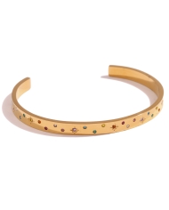 Bracelet rigide Naomi Multi Or en acier inoxydable avec placage or 18k et zirconias multicolores