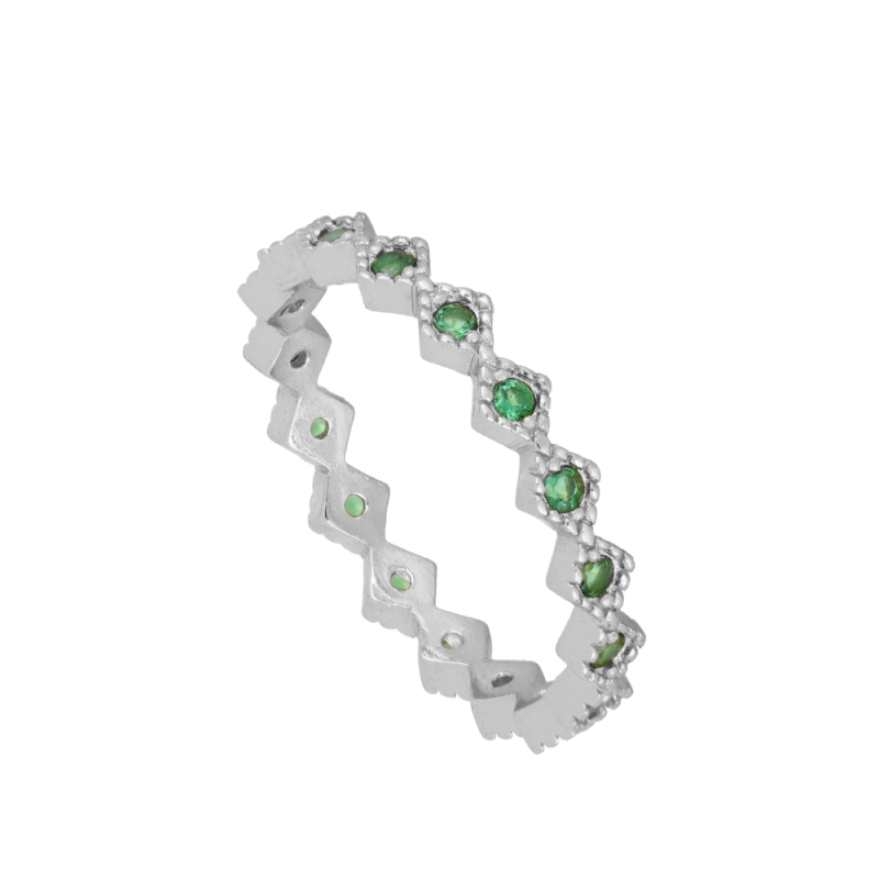 Anillo ALBA VERDE PLATA de plata 925 con circonitas verdes