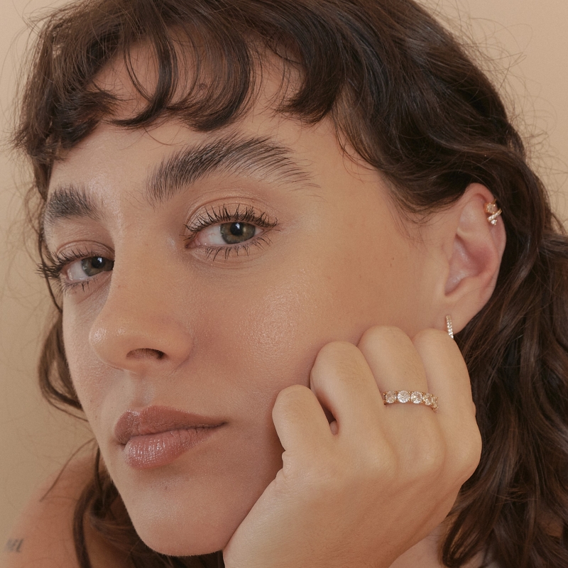 CAROLINA GOLD stainless steel ring plated in 18k gold with white zirconia stones