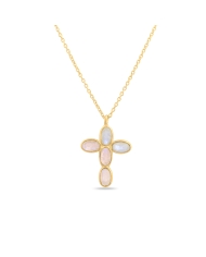 Cross necklace with multicolor natural stones in 925 silver gold-plated – it’s MIEL