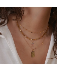 Collier Crum Multi en argent 925 plaqué or 18k avec croix en minéraux multicolores – it’s MIEL