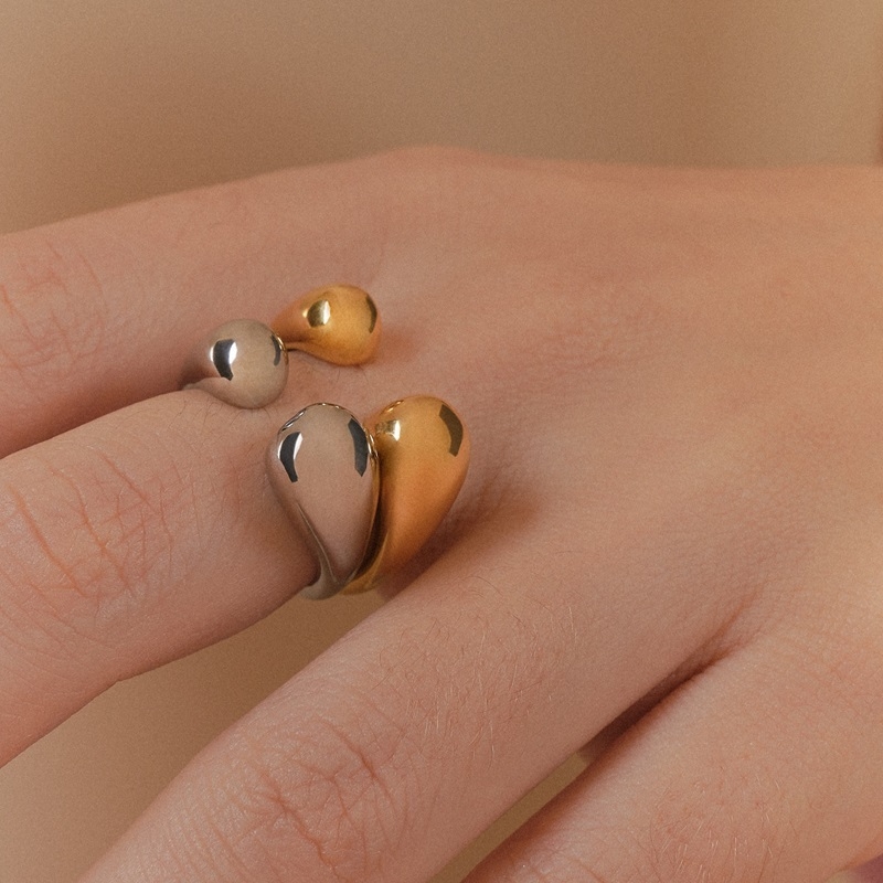 GEMINA GOLD chunky open ring in stainless steel with 18k gold plating water resistant