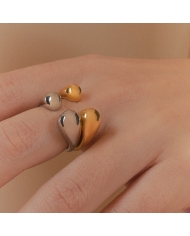 Bague ouverte épaisse GEMINA OR en acier inoxydable avec placage or 18k résistante à l’eau