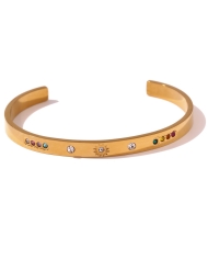 Bracelet rigide NOEMI MULTI en acier inoxydable avec plaqué or 18k et oxydes de zirconium multicolores