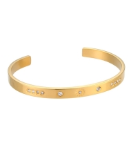 Bracelet rigide NOEMI OR en acier inoxydable avec plaqué or 18k et oxydes de zirconium blancs