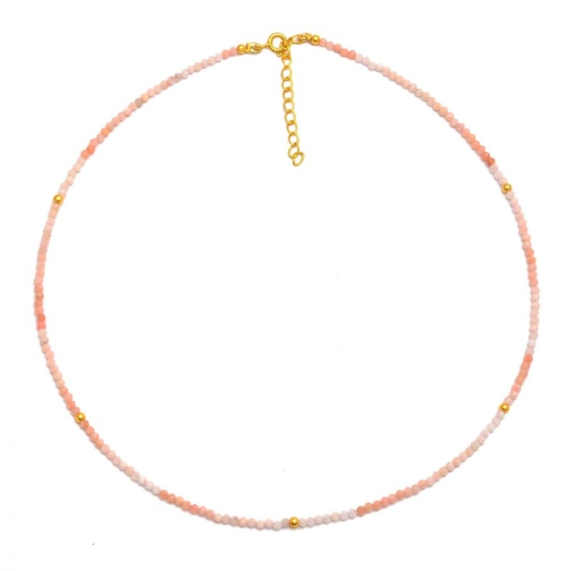 Collier choker en quartz rose et argent doré – it’s MIEL