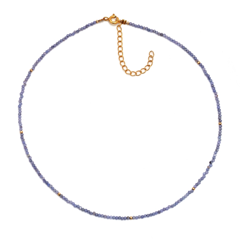 Choker en tanzanite naturelle avec fermoir plaqué or – it’s MIEL