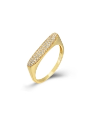 FEZ GOLD ring in 925 sterling silver with 18k gold plating and white zirconia bar